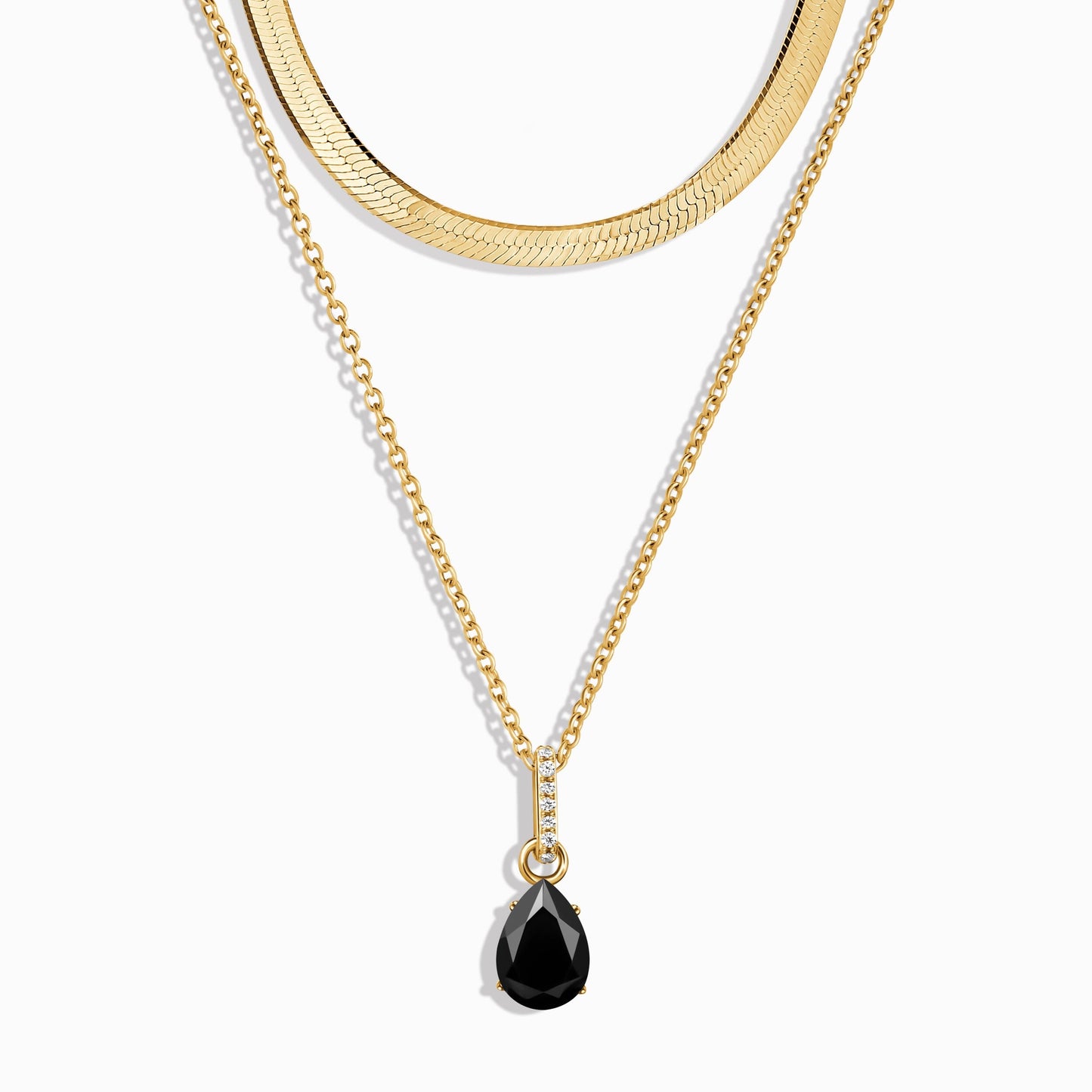 Collier Sway avec pierre de naissance en onyx noir et chaîne à chevrons