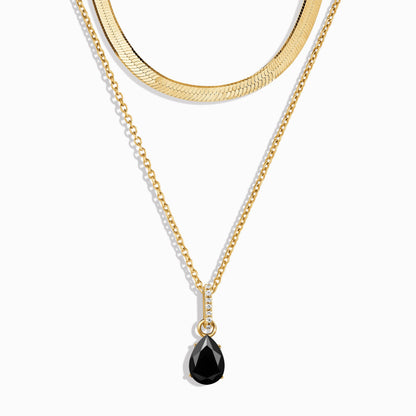 Collier Sway avec pierre de naissance en onyx noir et chaîne à chevrons