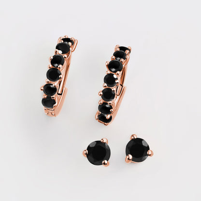 Ensemble de boucles d'oreilles créoles en onyx noir - High Vibes