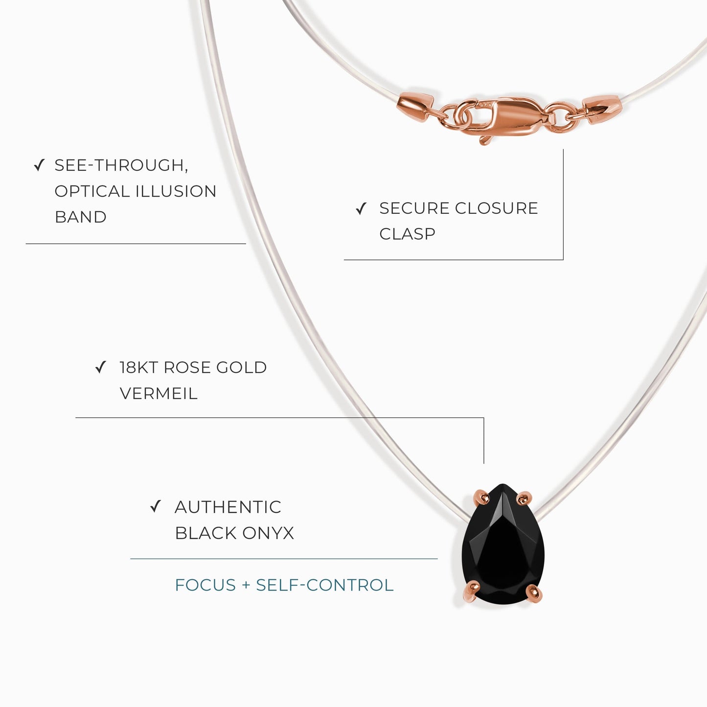 Collier en onyx noir Floating Sway - Pierre de naissance de décembre