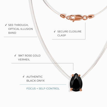 Collier en onyx noir Floating Sway - Pierre de naissance de décembre