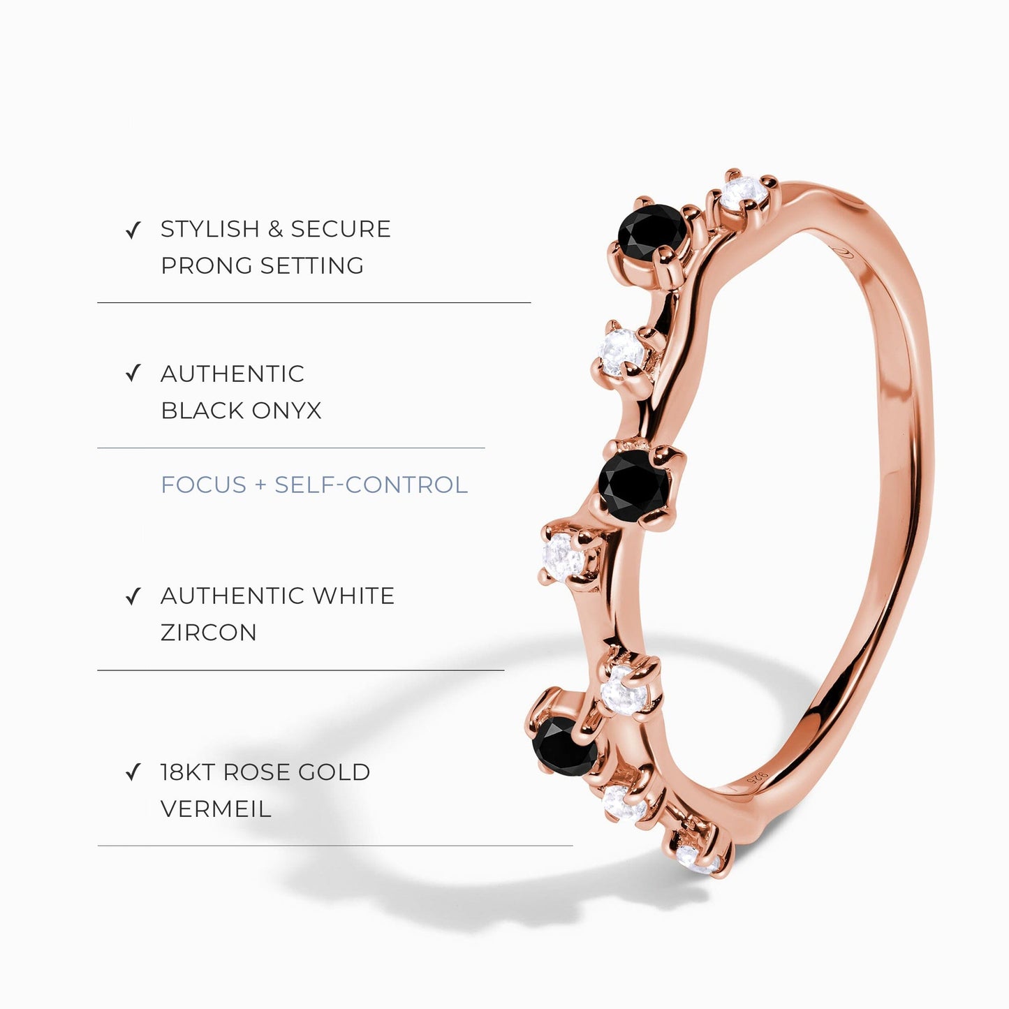 Bague en onyx noir et anneau Stardust