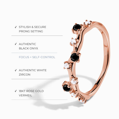 Bague en onyx noir et anneau Stardust