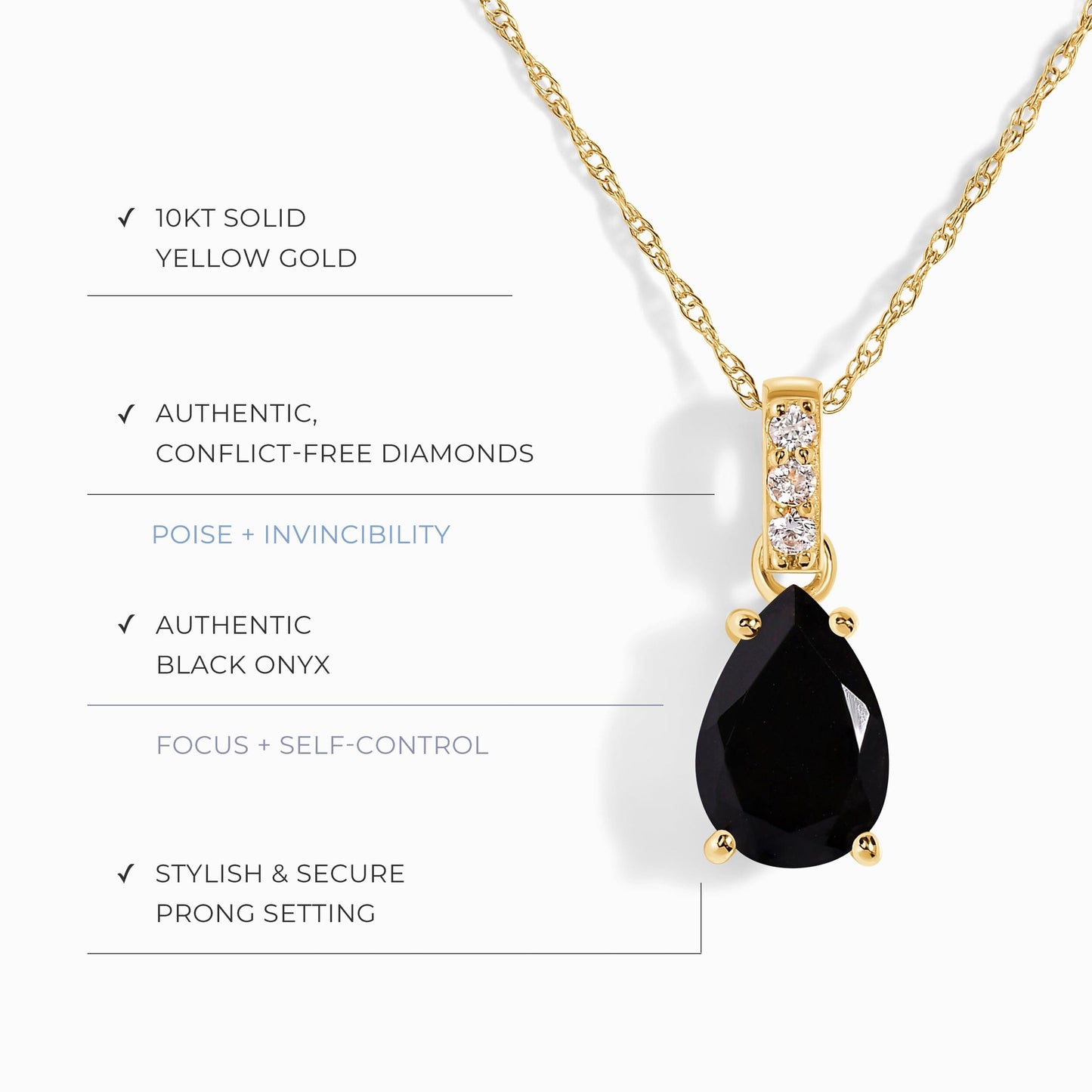 Collier en onyx noir et diamants Sway - Pierre de naissance de décembre