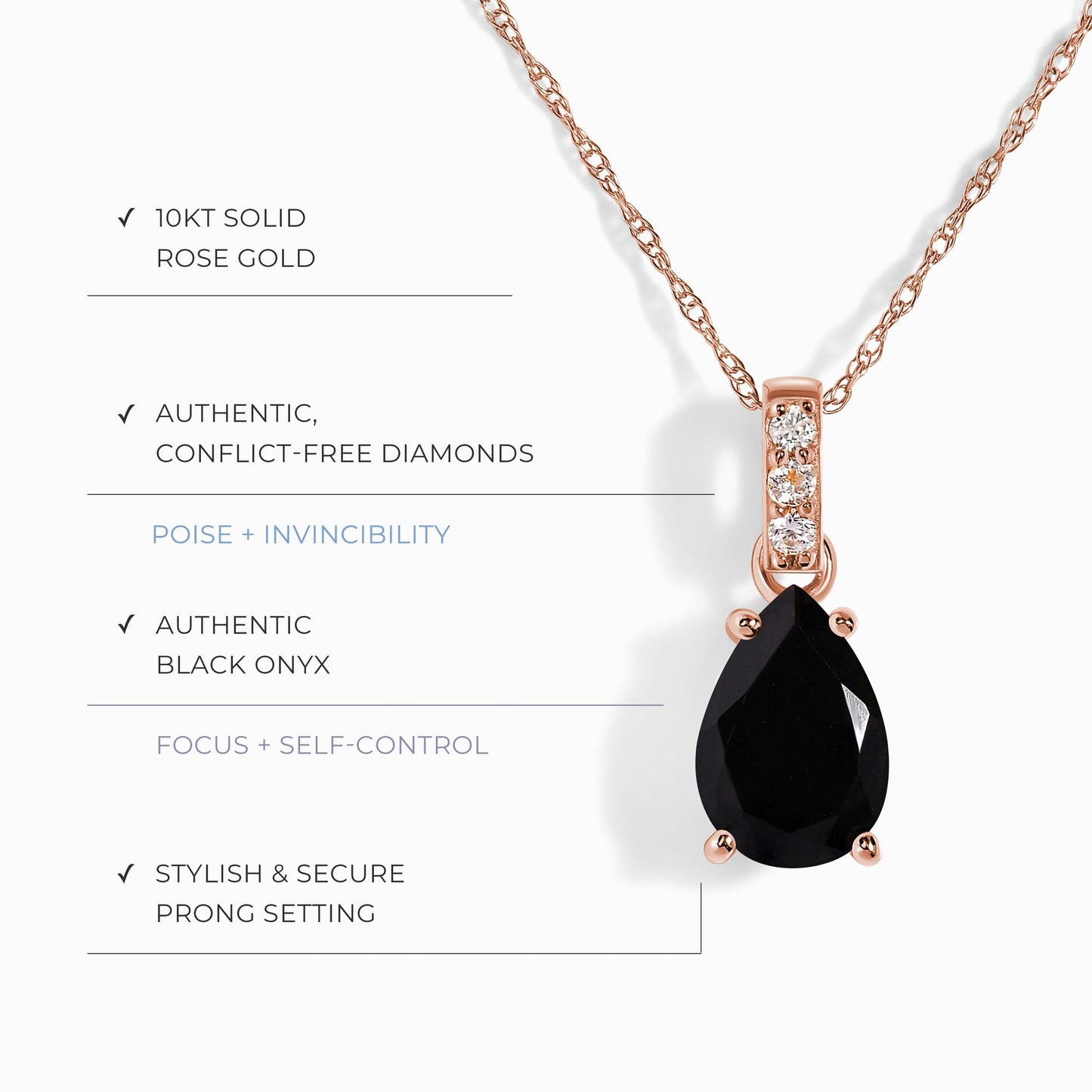 Collier en onyx noir et diamants Sway - Pierre de naissance de décembre