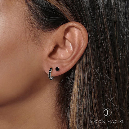 Ensemble de boucles d'oreilles créoles en onyx noir - High Vibes