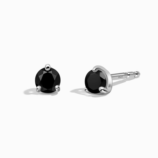 Clous d'oreilles ronds en onyx noir - Pierre de naissance de décembre