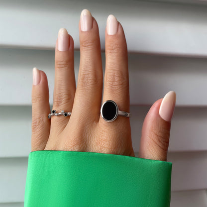 Bague en onyx noir et anneau Stardust