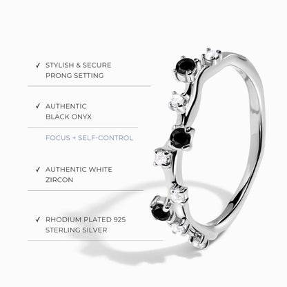 Bague en onyx noir et anneau Stardust