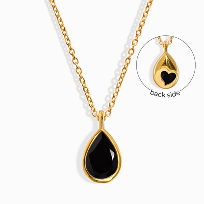 Collier en obsidienne noire - Cœur caché