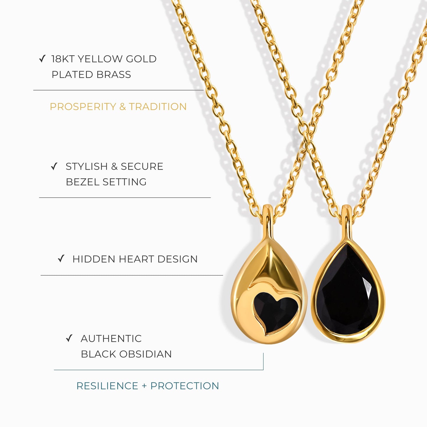 Collier en obsidienne noire - Cœur caché