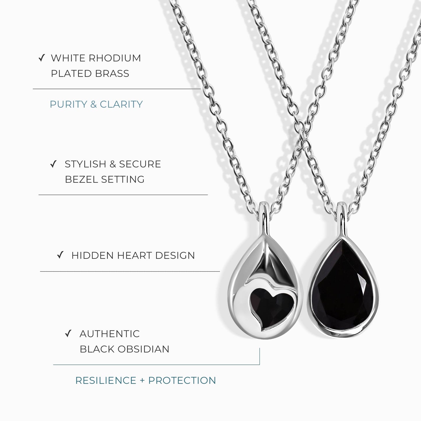 Collier en obsidienne noire - Cœur caché
