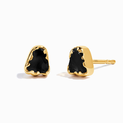 Boucles d'oreilles en cristal brut - Obsidienne noire guidée