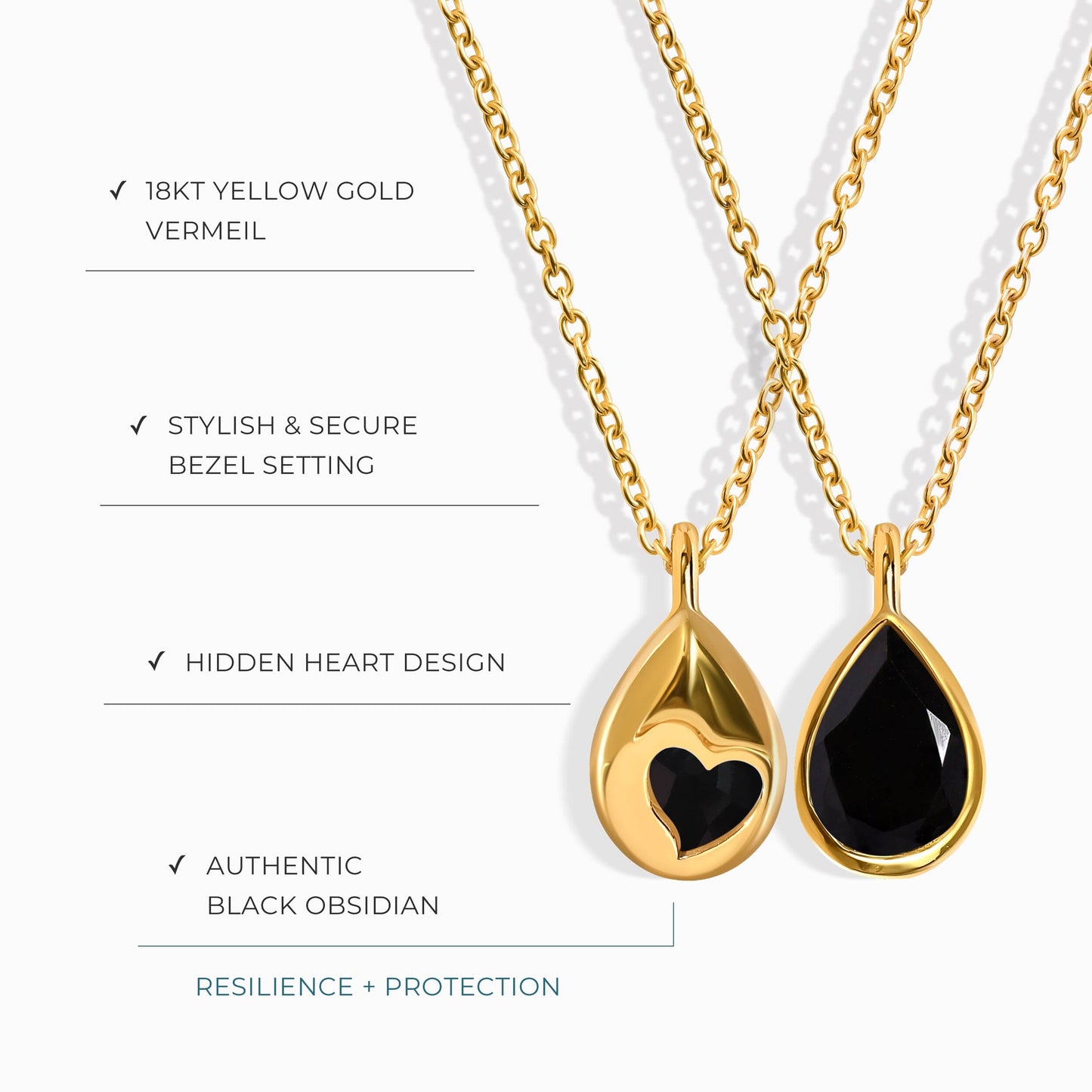 Collier en obsidienne noire - Cœur caché