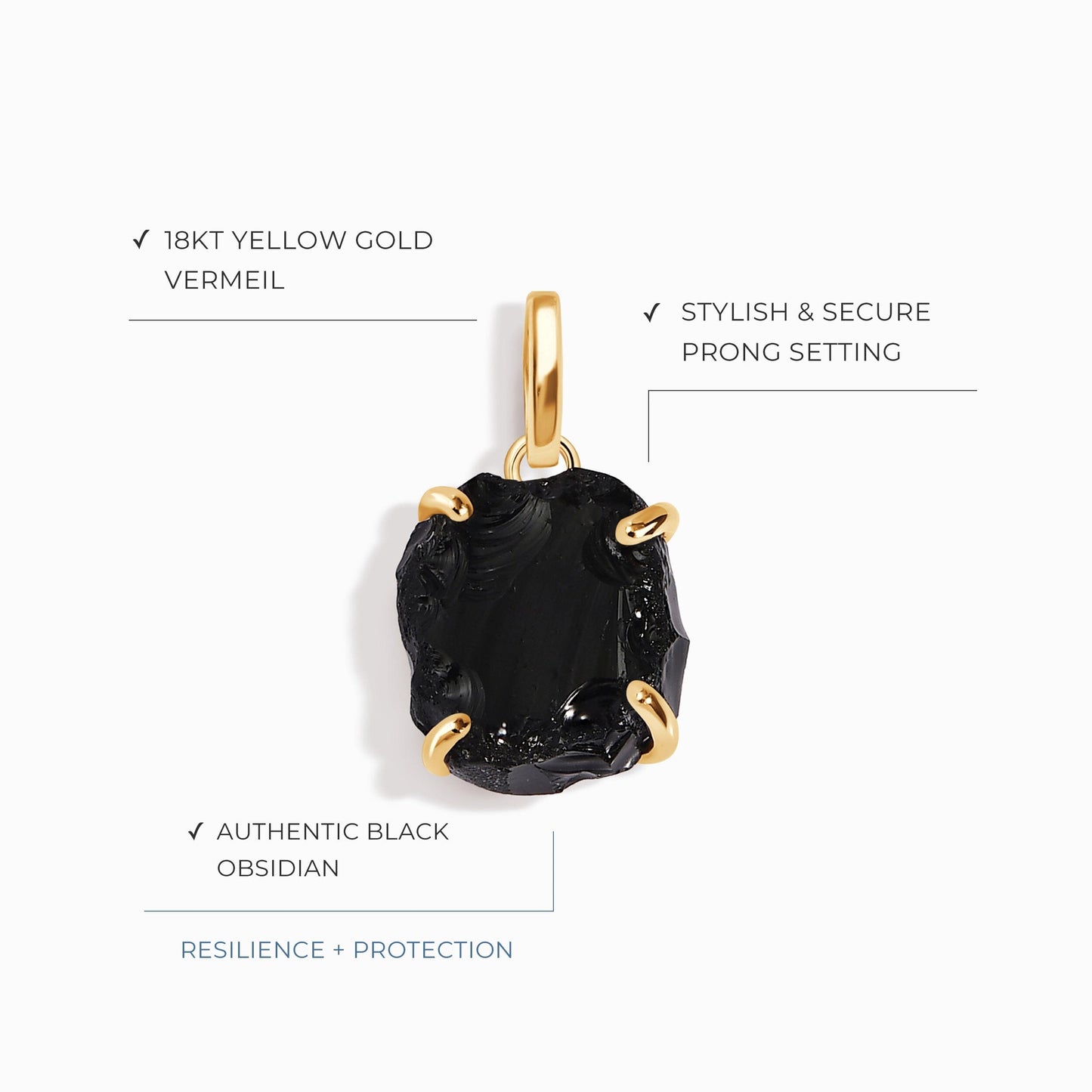 Breloque en cristal brut - Obsidienne noire