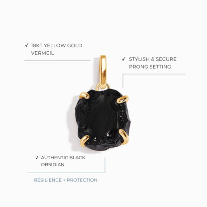 Breloque en cristal brut - Obsidienne noire