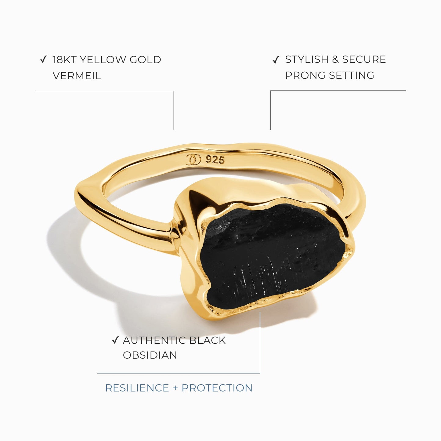 Bague en cristal brut – Obsidienne noire sacrée