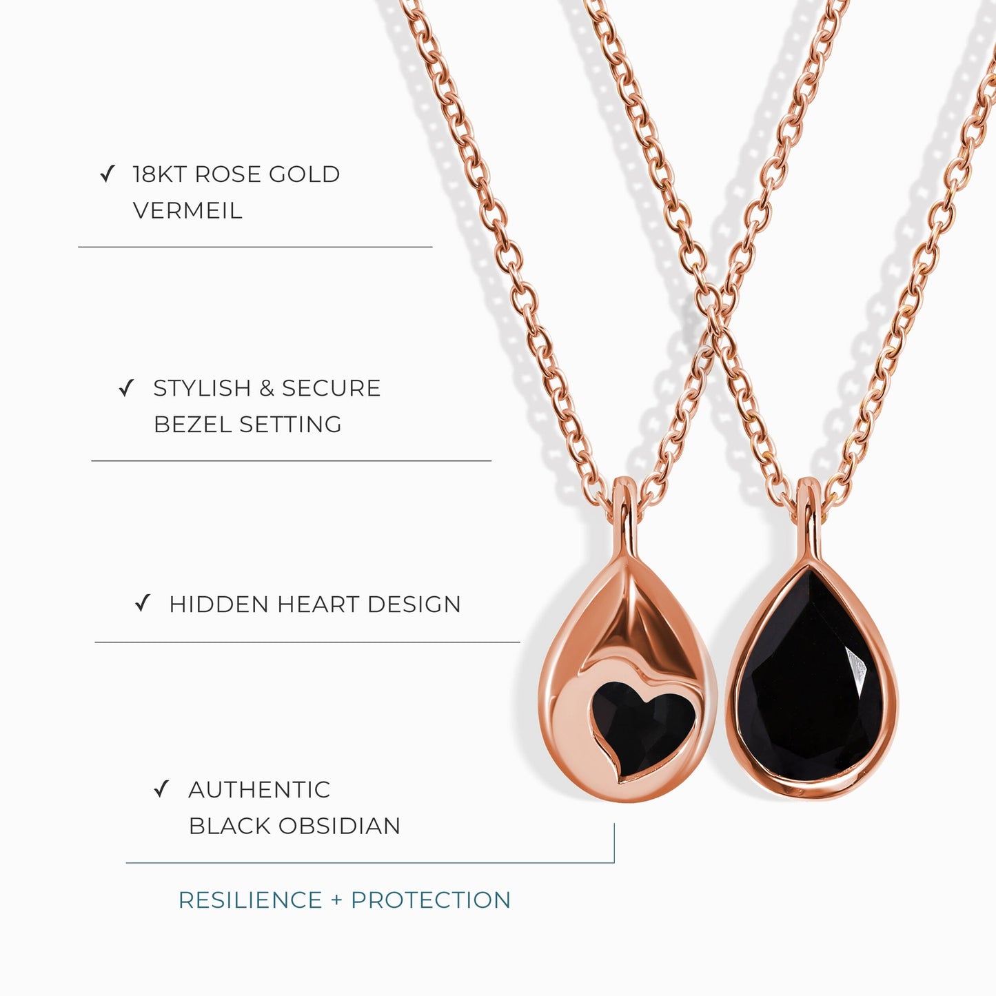 Collier en obsidienne noire - Cœur caché