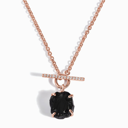 Collier en cristal brut – Obsidienne noire avec fermoir en T