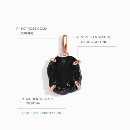 Breloque en cristal brut - Obsidienne noire