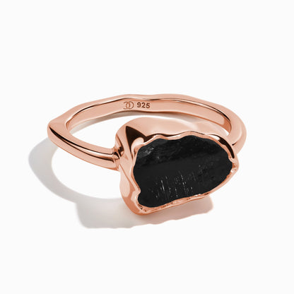 Bague en cristal brut – Obsidienne noire sacrée