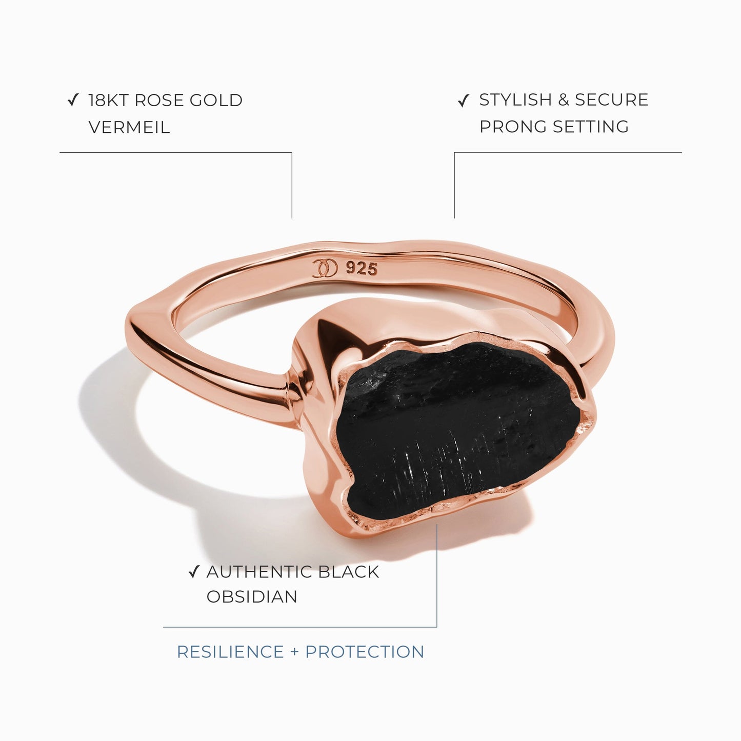 Bague en cristal brut – Obsidienne noire sacrée