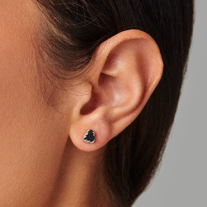 Boucles d'oreilles en cristal brut - Obsidienne noire guidée