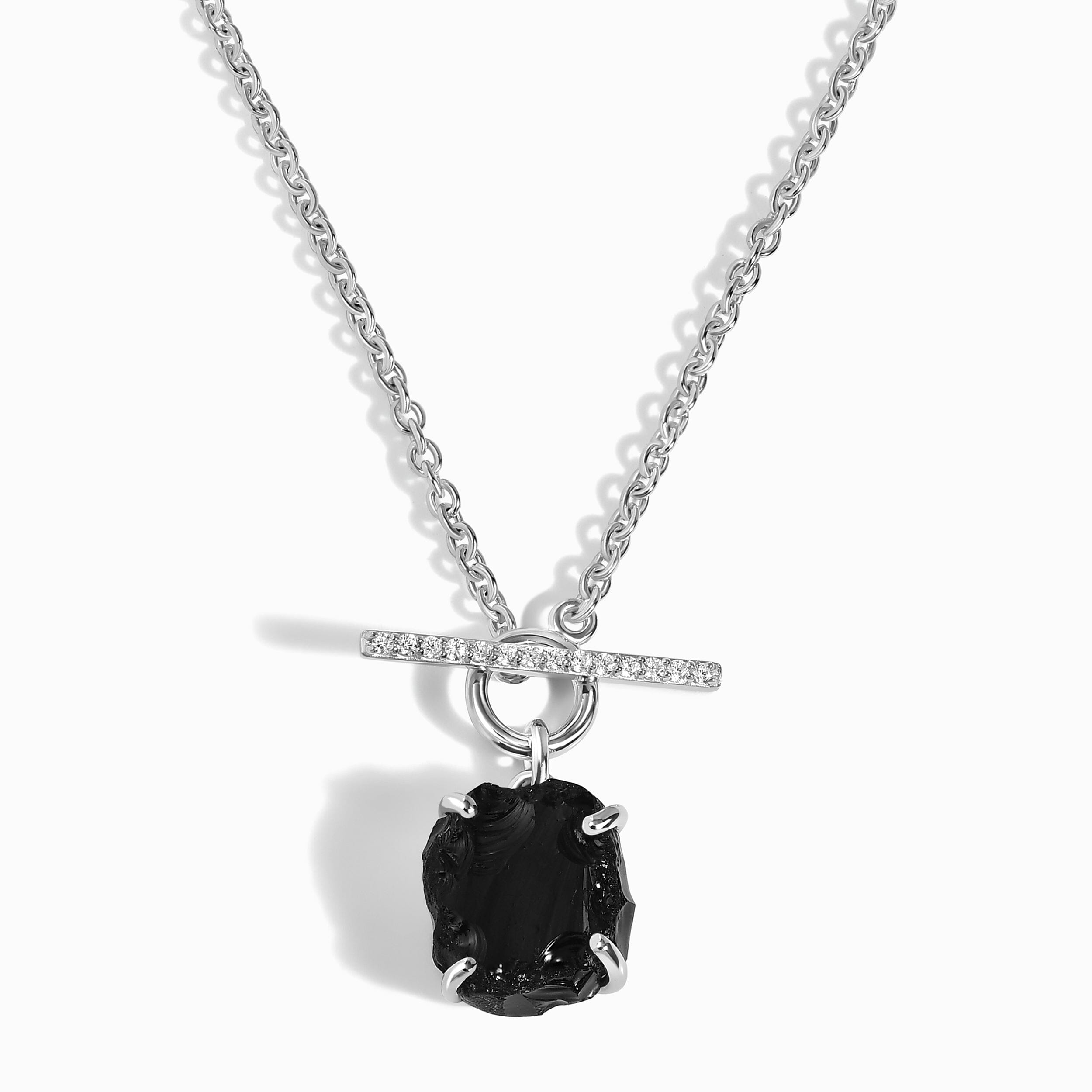 Raw Crystal Necklace - Black Obsidian T Lock