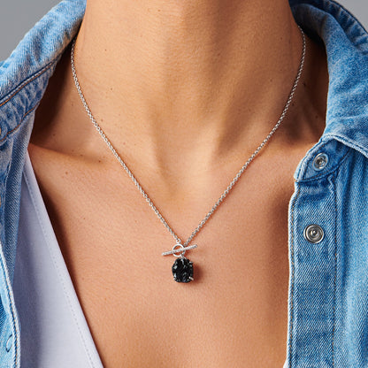 Collier en cristal brut – Obsidienne noire avec fermoir en T