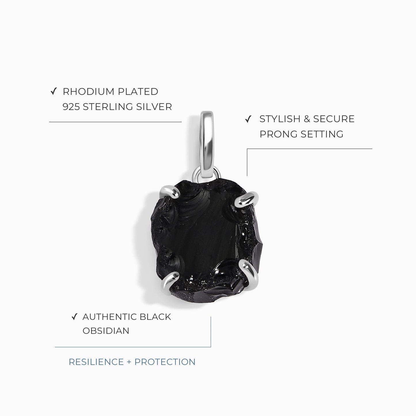 Breloque en cristal brut - Obsidienne noire