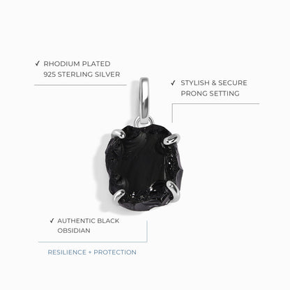 Breloque en cristal brut - Obsidienne noire