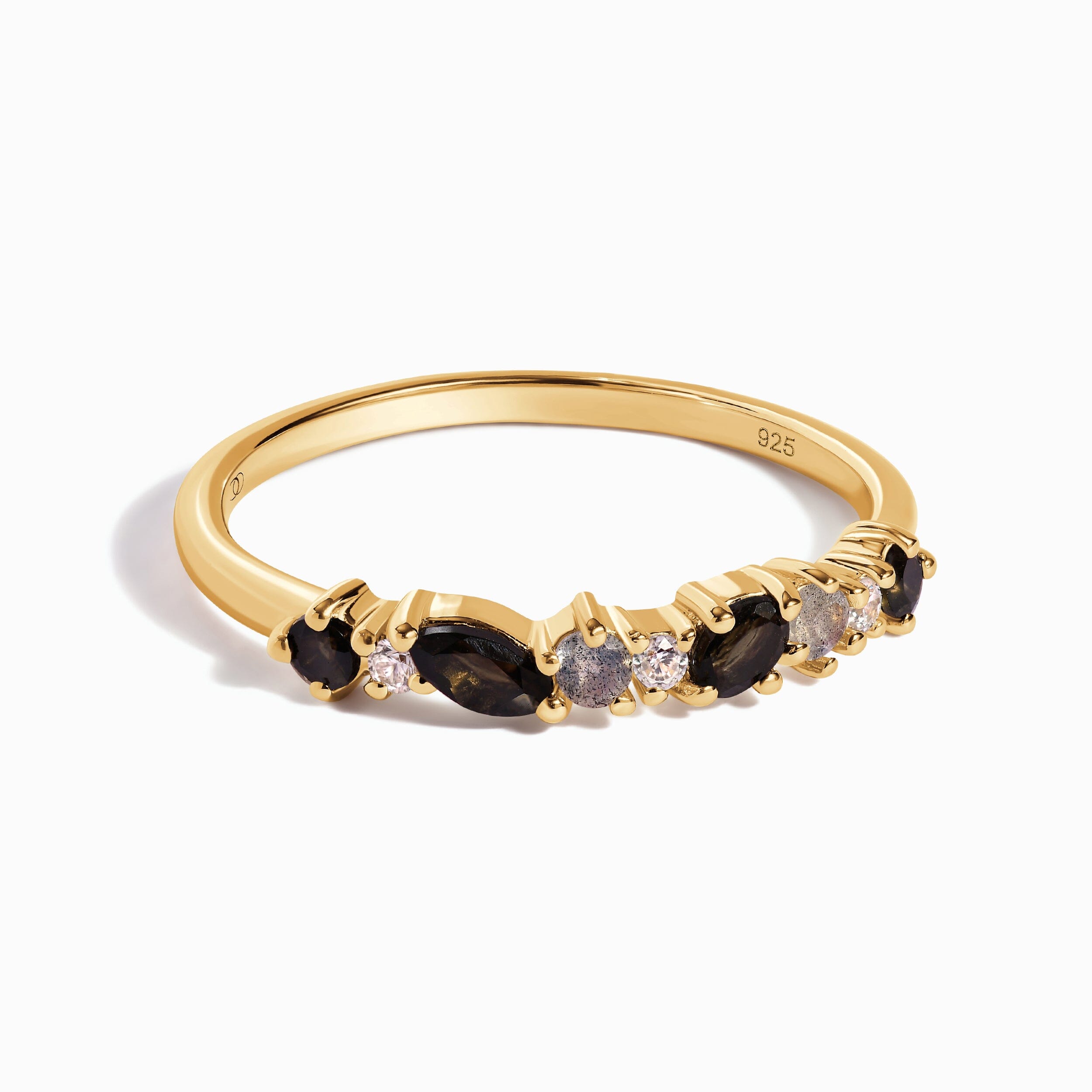 Black Obsidian White Zircon Ring - Grace