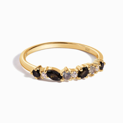 Bague en obsidienne noire et zircon blanc - Grace