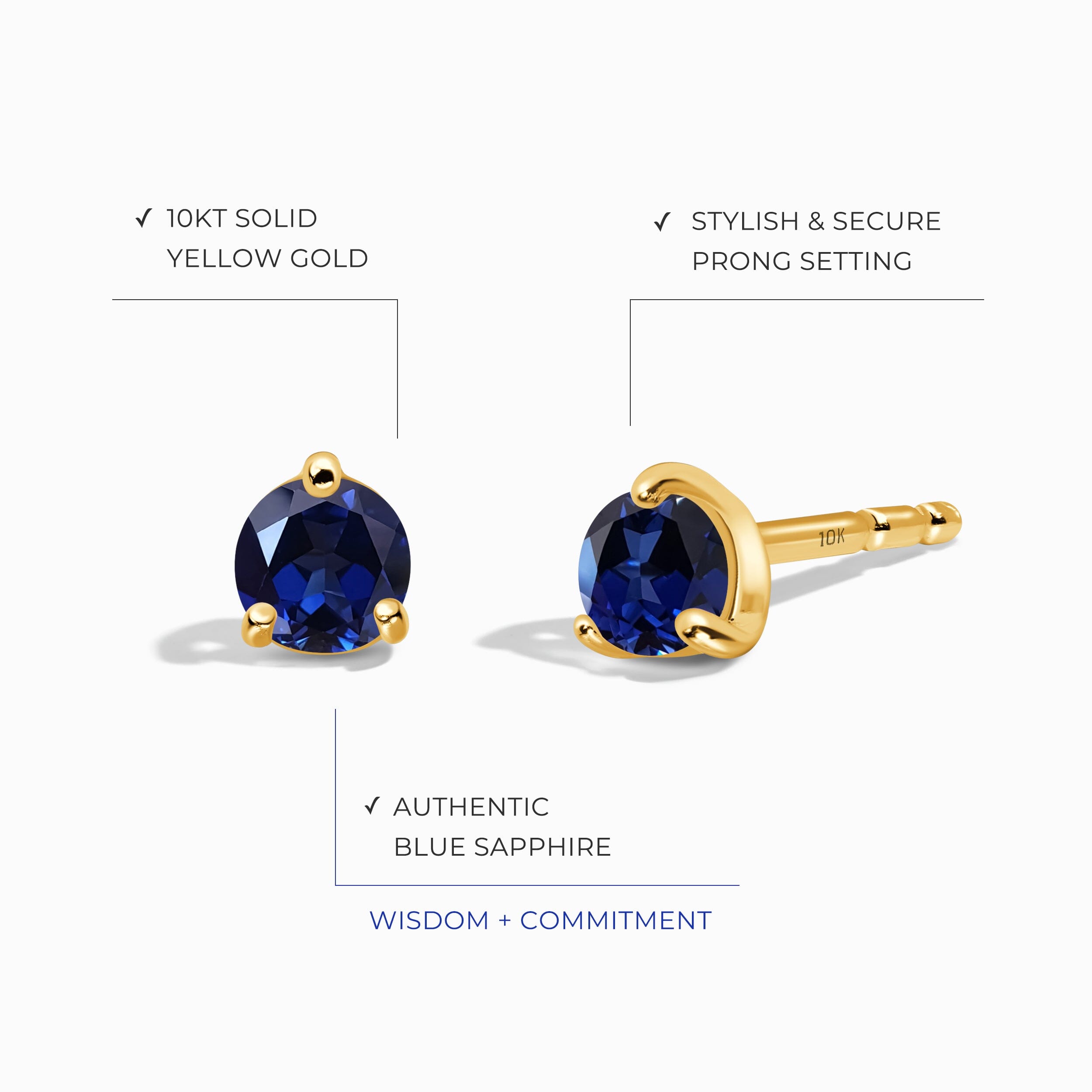 Blue Sapphire Round Studs - September Birthstone