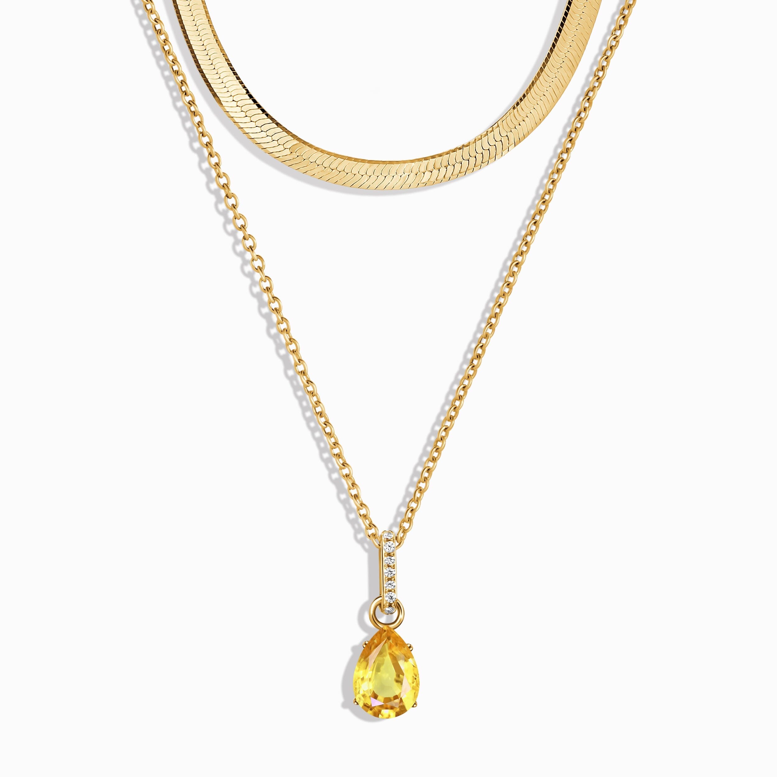 Citrine Birthstone Sway Necklace & Herringbone Chain