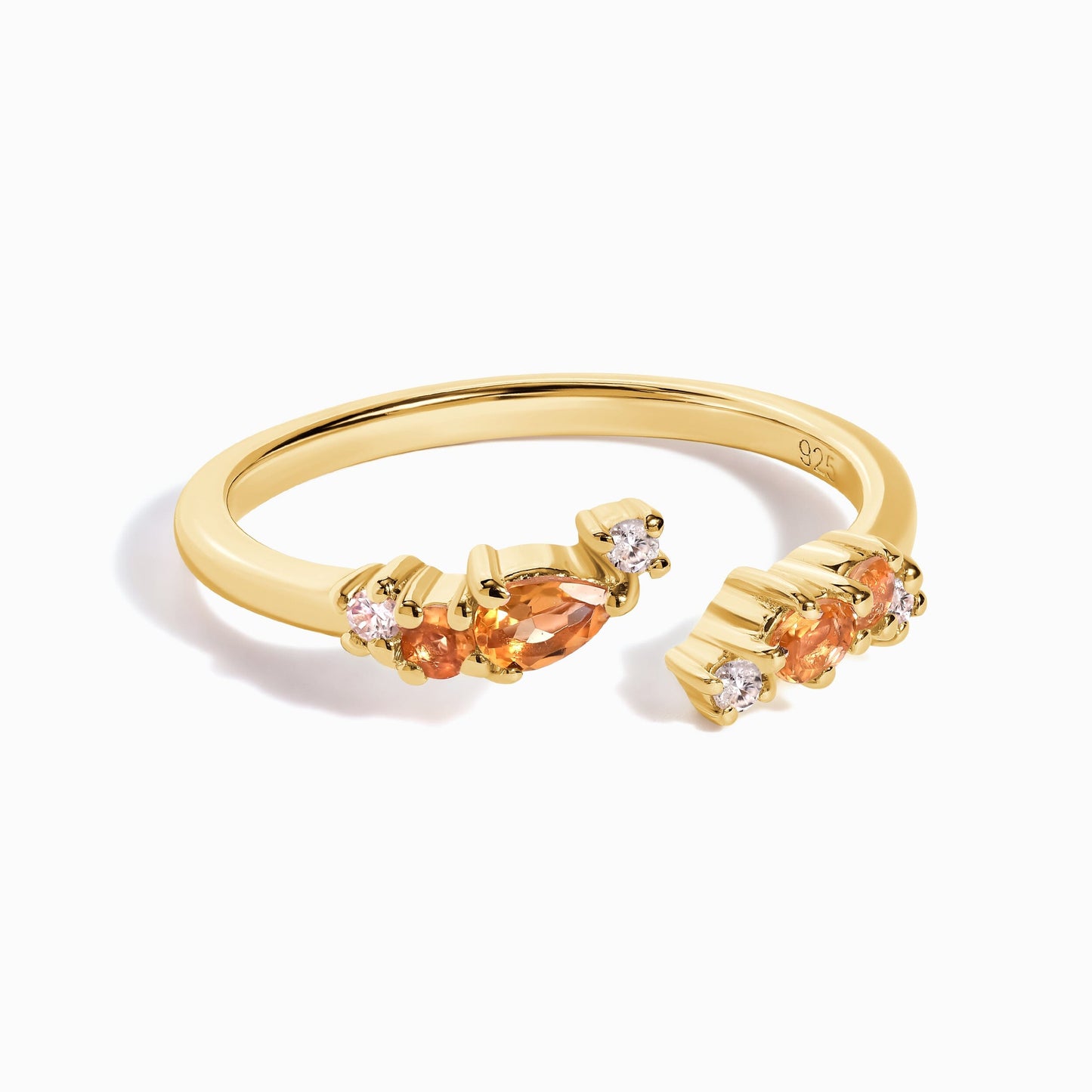 Bague ajustable en citrine Flourish – Pierre de naissance de novembre