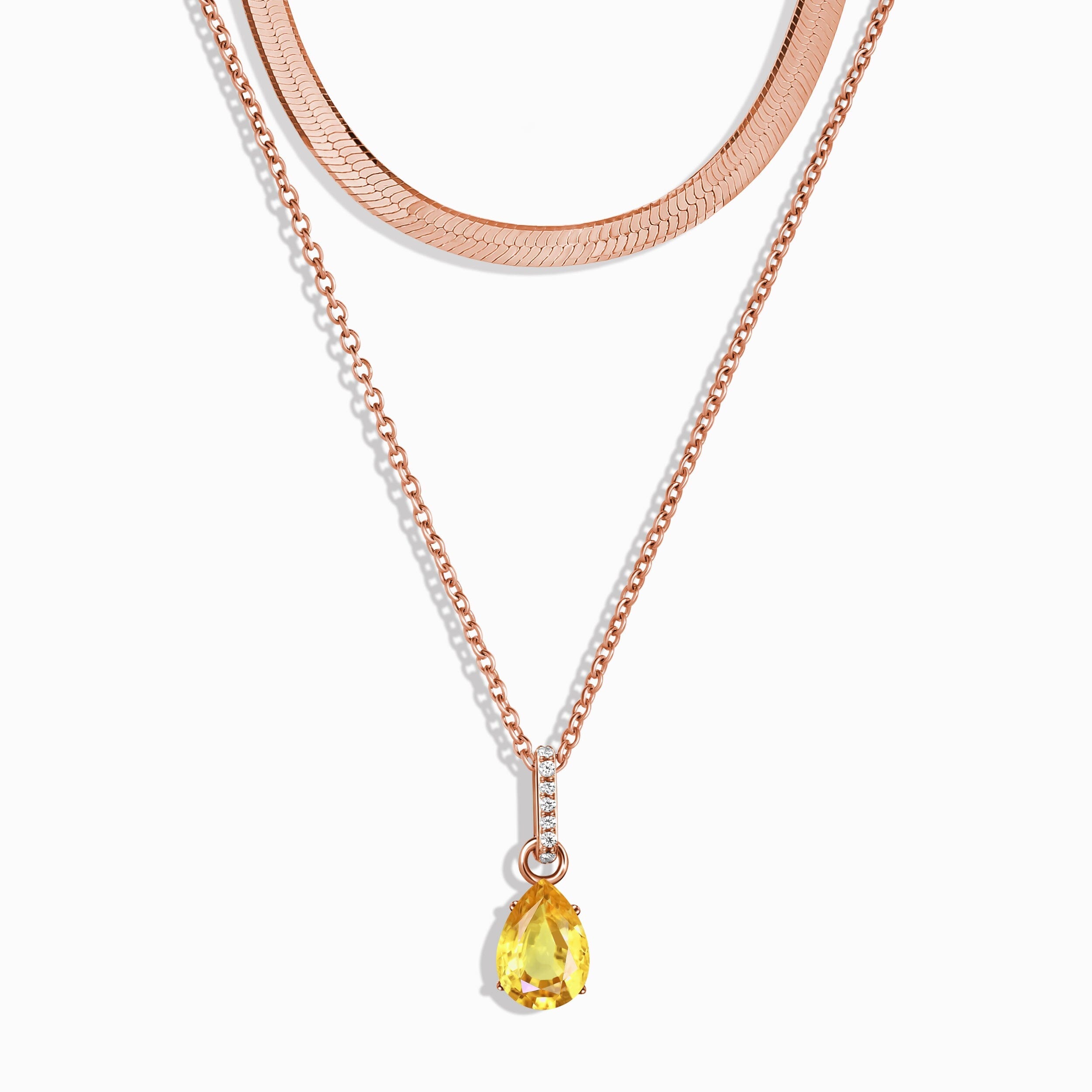 Citrine Birthstone Sway Necklace & Herringbone Chain