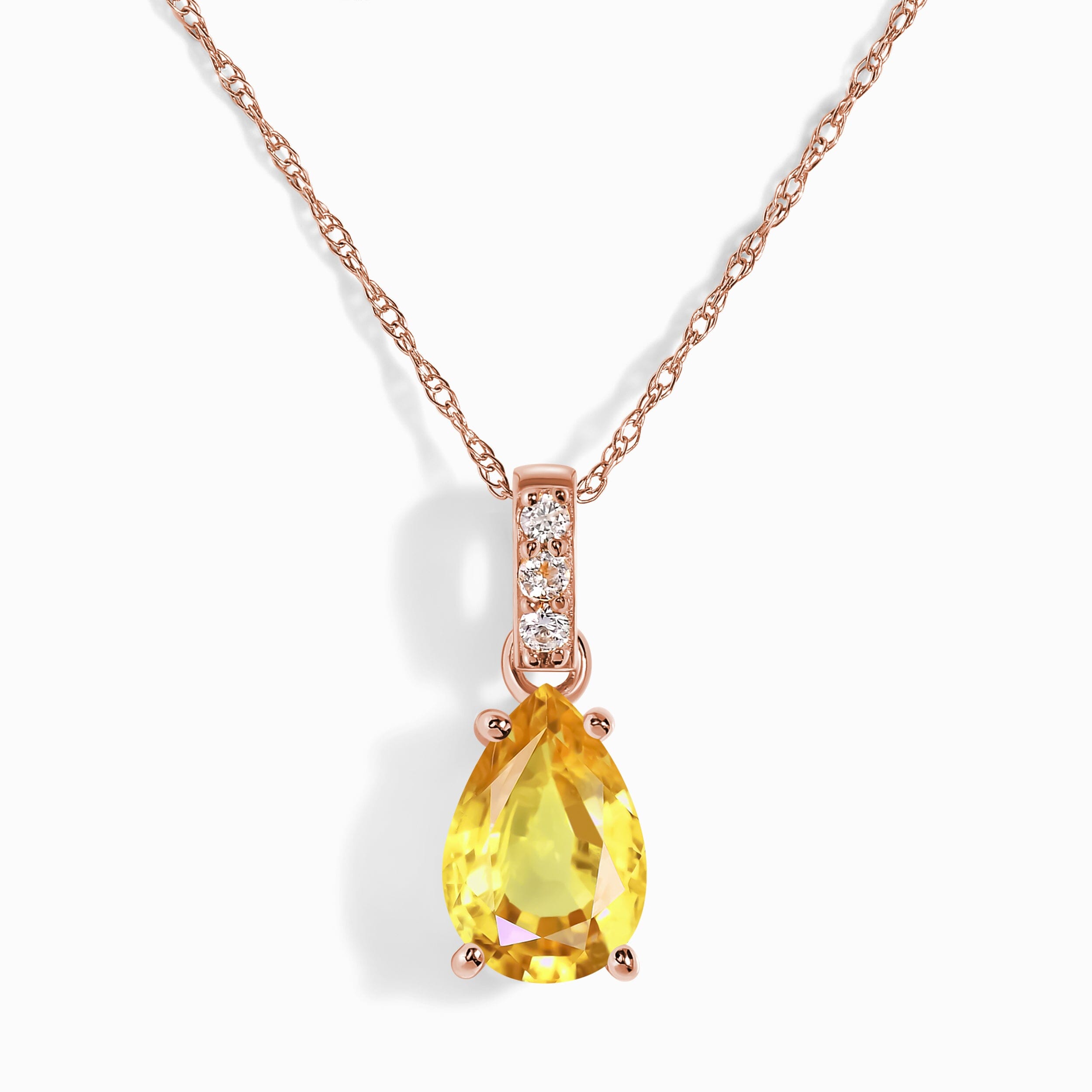 Citrine Diamond Necklace Sway - November Birthstone