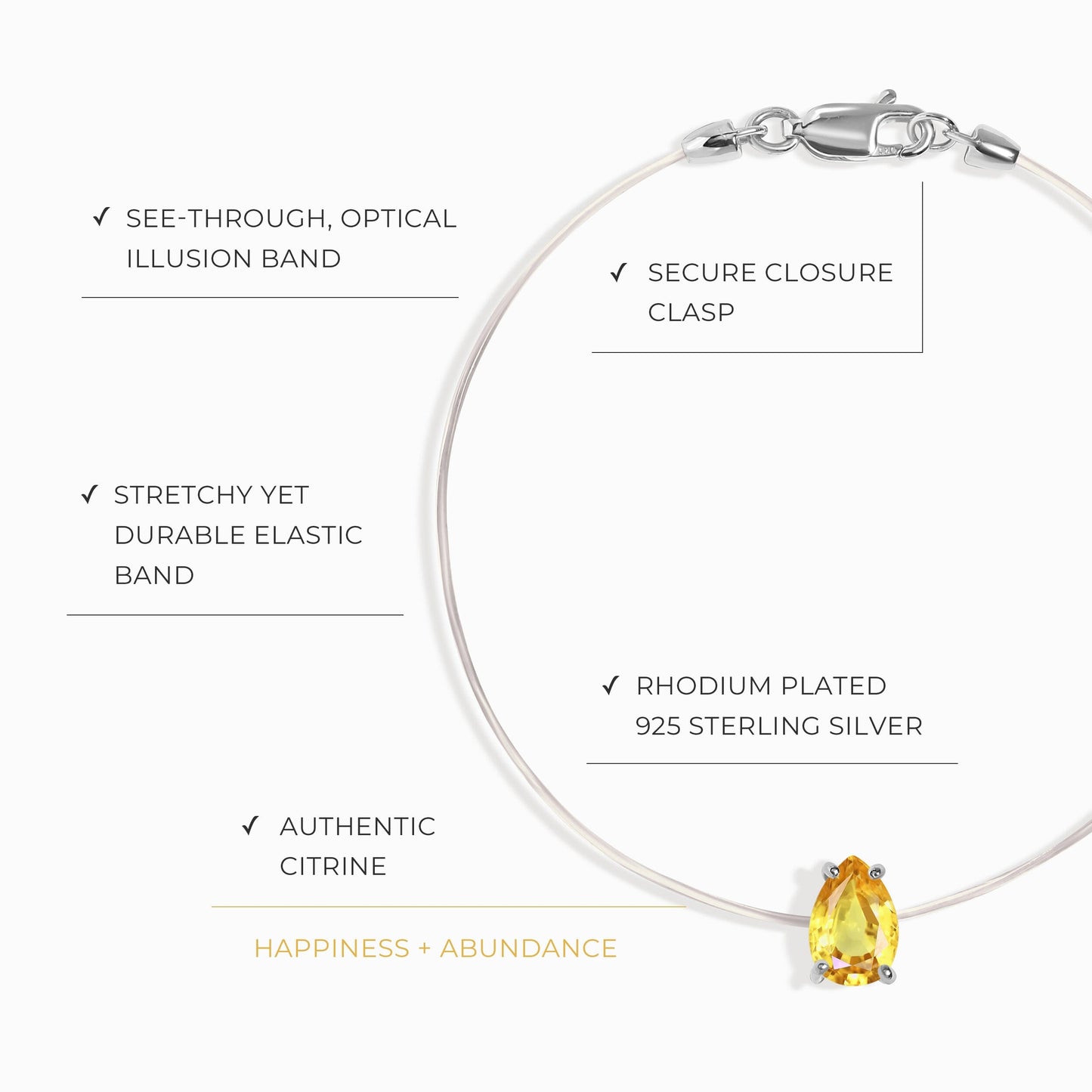 Bracelet en citrine Floating Sway - Pierre de naissance de novembre