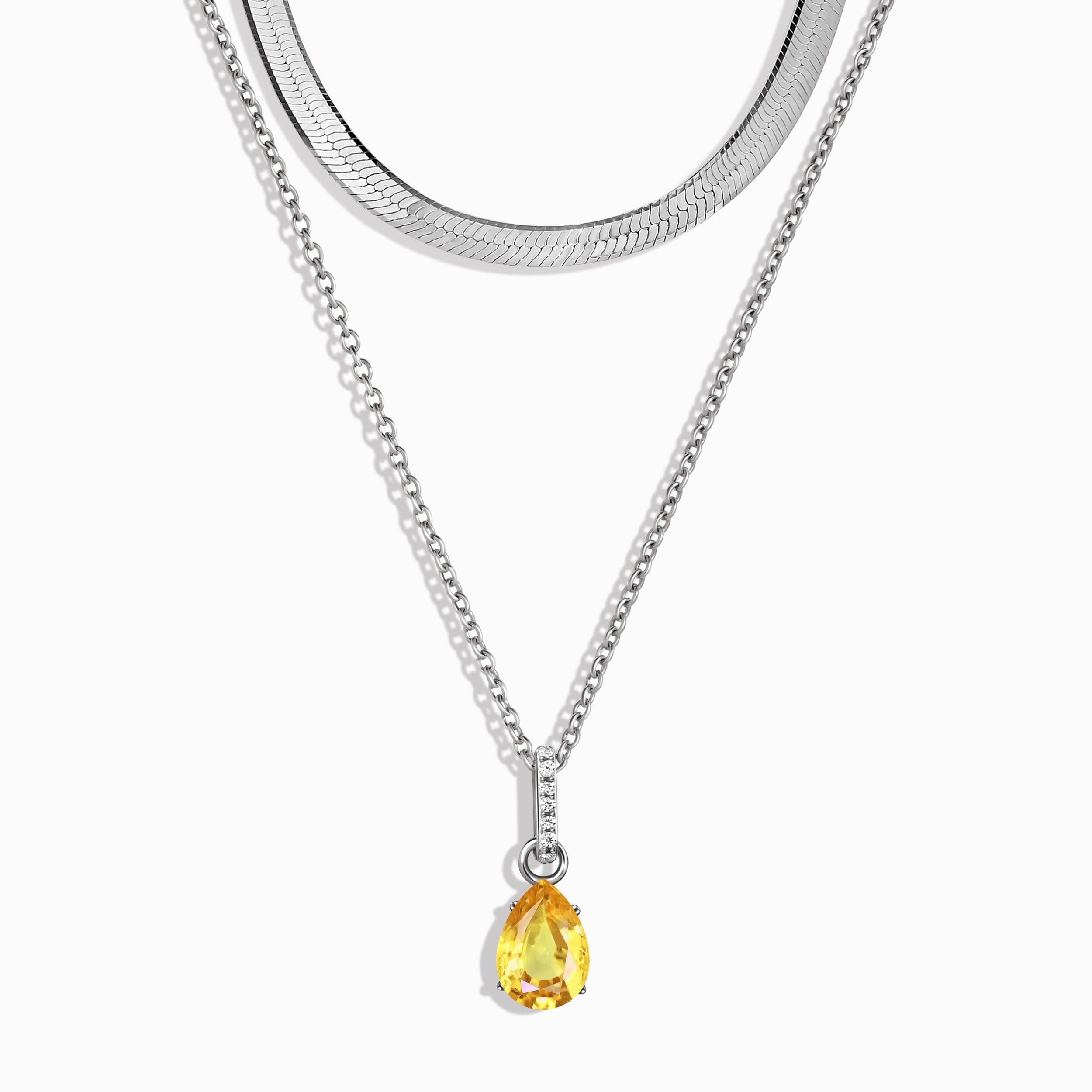 Citrine Birthstone Sway Necklace & Herringbone Chain