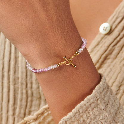 Bracelet de perles en fluorite avec fermoir en T - Augmentez vos vibrations