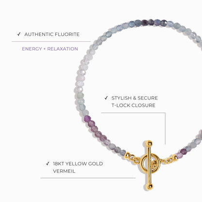 Bracelet de perles en fluorite avec fermoir en T - Augmentez vos vibrations