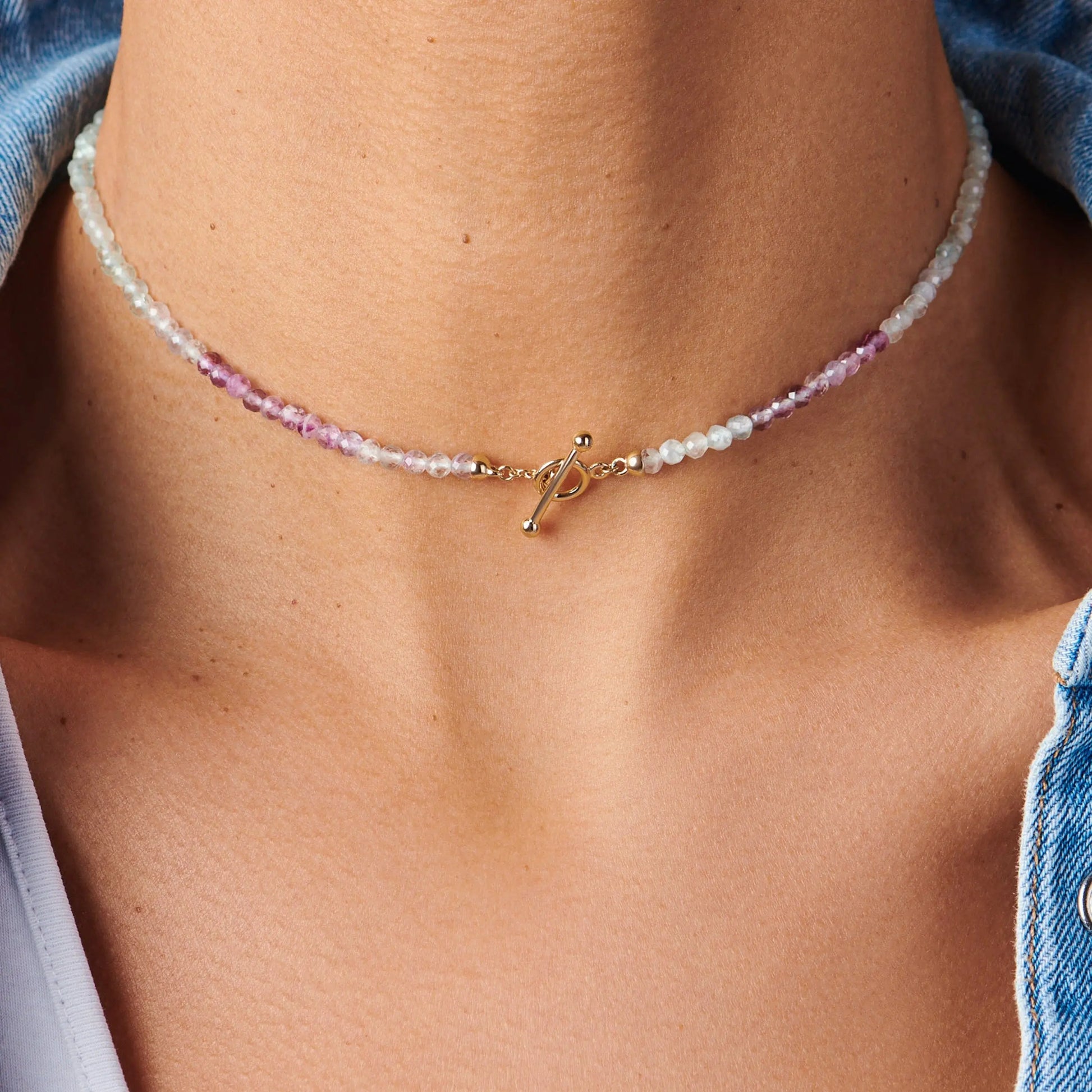 Fluorite T-Lock Beads Necklace - Raise Your Vibrations Moon Magic