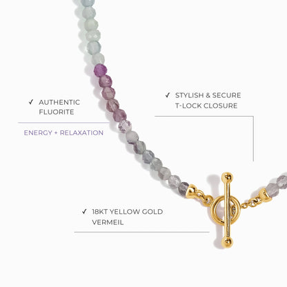 Fluorite T-Lock Beads Necklace - Raise Your Vibrations Moon Magic