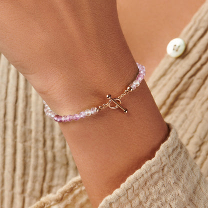 Bracelet de perles en fluorite avec fermoir en T - Augmentez vos vibrations