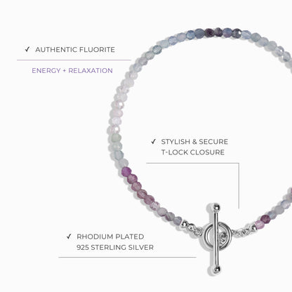 Bracelet de perles en fluorite avec fermoir en T - Augmentez vos vibrations