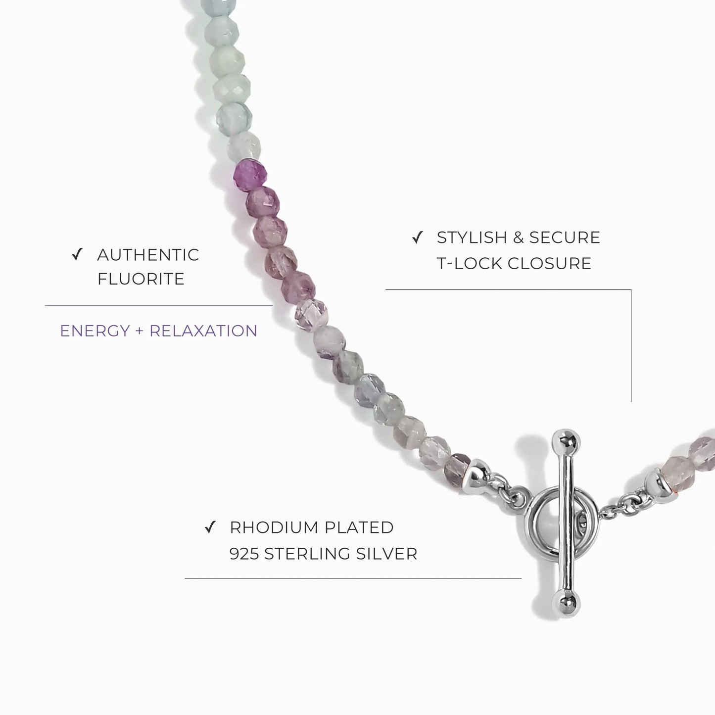 Fluorite T-Lock Beads Necklace - Raise Your Vibrations Moon Magic