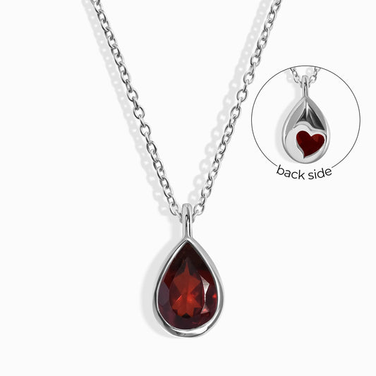 Garnet Necklace - Hidden Heart Moon Magic