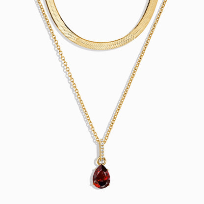 Garnet January Birthstone Sway Necklace & Herringbone Chain