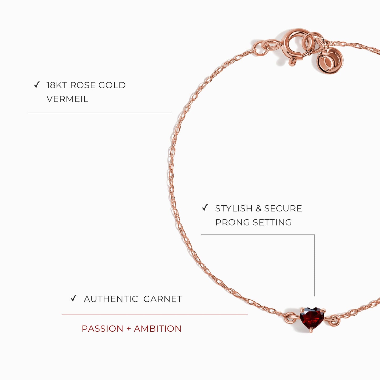 Bracelet Grenat Enfant - Amour